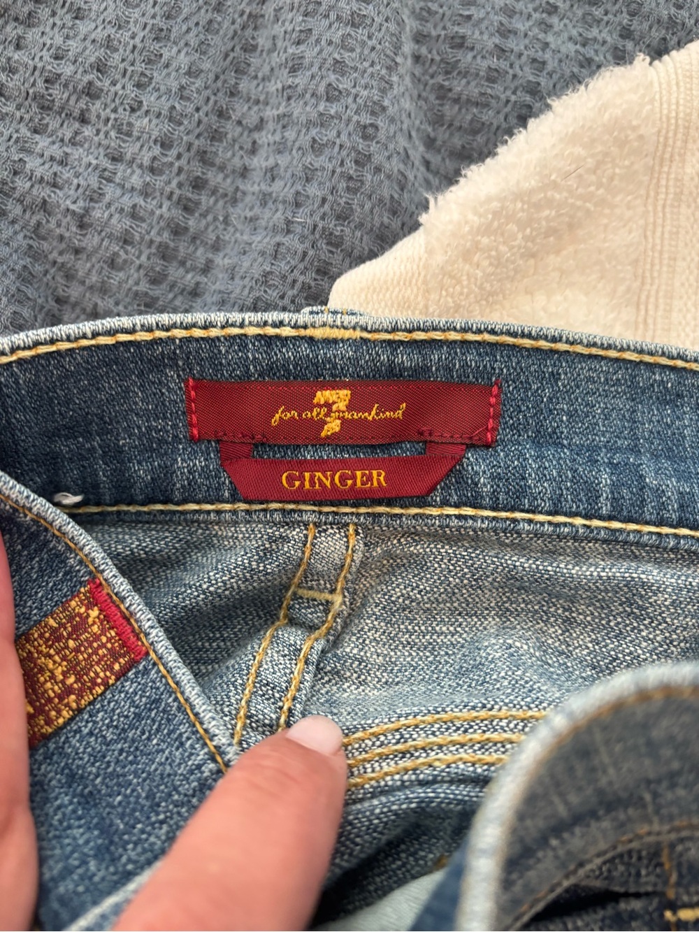 7 For All Mankind Medium Blue Denim Jeans with Red Label Detail - never used!!